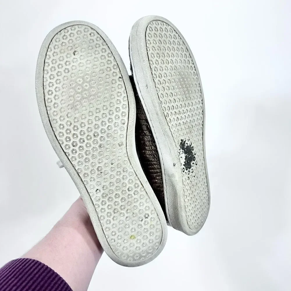 Frye Alexis low lace metallic snake skin sneaker 8